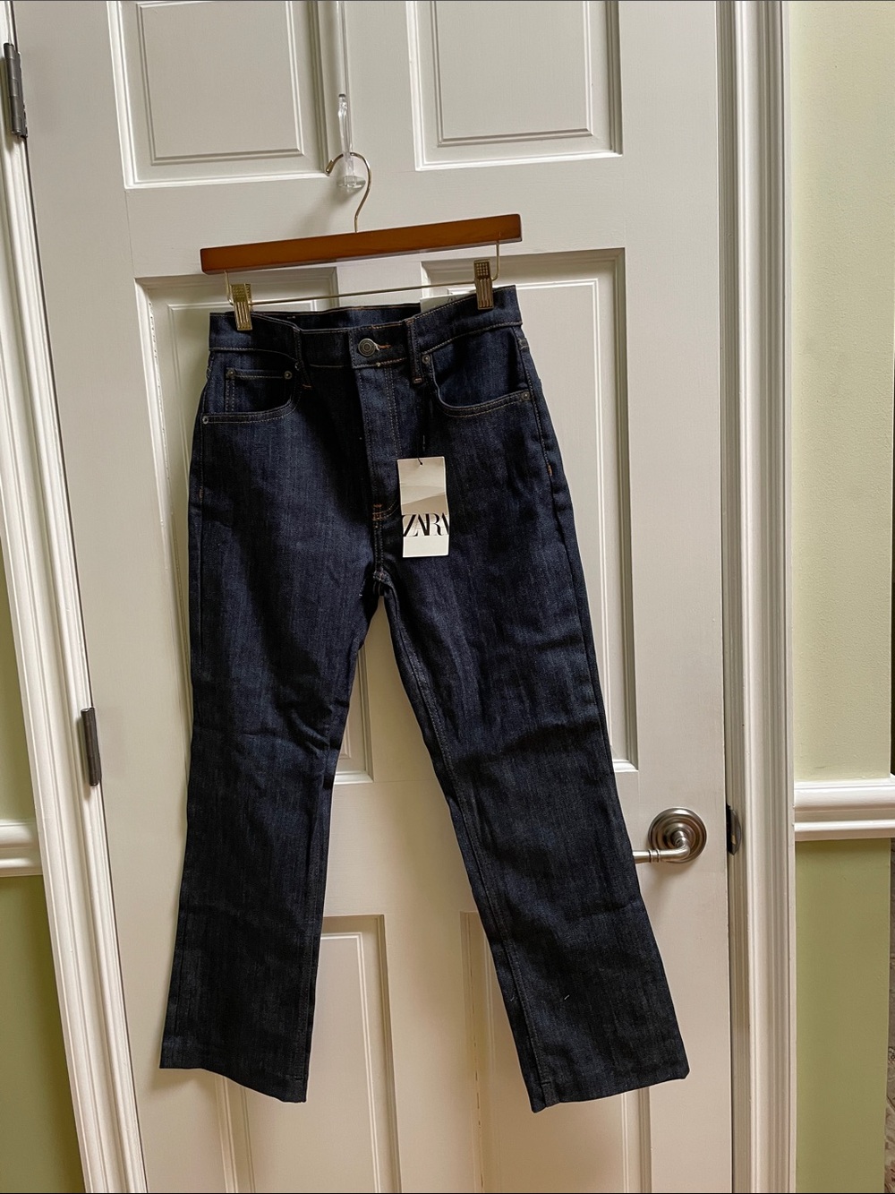 ZARA Dark Blue bootcut Cropped Jeans NWT